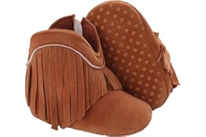 WILLFUN Baby Girls Boots with Tassels Infants Soft Sole Shoes Toddler Zipper Short Bootie