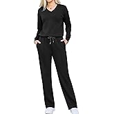 difficort Women's 2 Piece Lounge Sets Casual Travel Airport Outfits Side Slit V-Neck Tops & Wide Leg Pants Matching Set