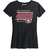 Team Fan Apparel NFL Gameday Women's Relaxed Fit T-Shirt - Rib Neck Contour - Tagless Short Sleeve Tee - Stay Cool & Stylish (San Francisco 49ers - Black, Large)