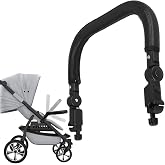 Toddmomy Baby Stroller armrest Black PU Leather Bumper, Universal Handle, Detachable Stroller Rod, Replacement Bumper