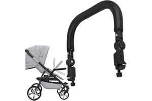 Toddmomy Baby Stroller armrest Black PU Leather Bumper, Universal Handle, Detachable Stroller Rod, Replacement Bumper