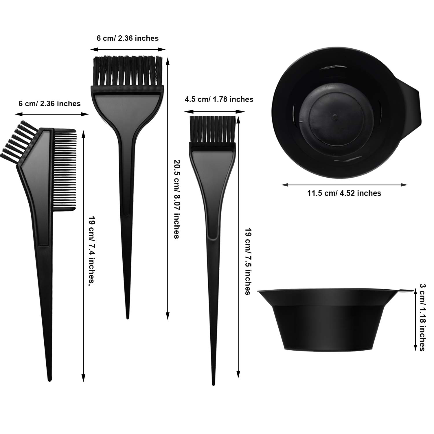 3 Sets Hair Dye Color Brush Hair Dye Comb and Mixing Bowl for Hair Tint Dying Coloring Tool, 12 Pieces Totally : Beauty