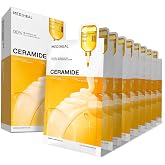 MEDIHEAL Ceramide Essential Face Sheet Mask, Moisture Barrier (10ea) | with Shea Butter, Multi-Ceramide Complex | Intense Hydration &amp; Skin Nourishment | Plastic-Free Vegan Sheet | Korean Skincare