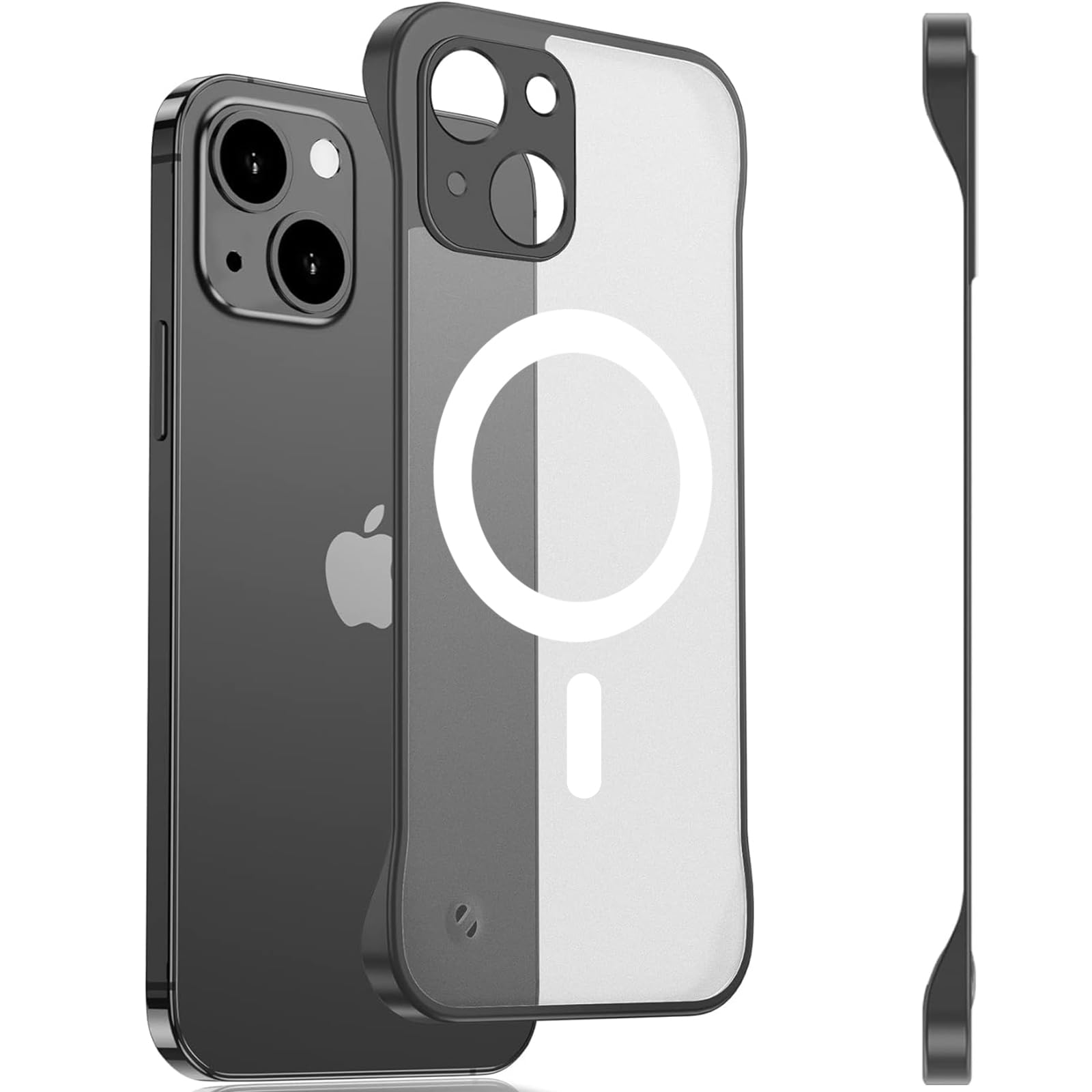 FAOMSEBS for iPhone 14 MagSafe Case (Borderless Translucent Matte) [Bare Metal Feel][Strong Magnetic] Slim Case for 6.1'' 2022 Black