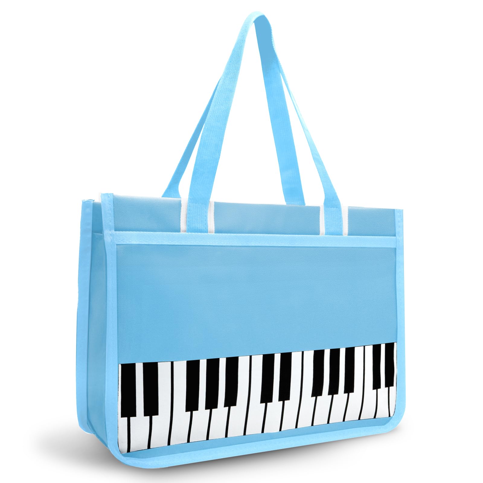 BestSounds Piano Bag, Zipper Waterproof Music Book Tote Bag Piano Accessories for Women, Gifts for Musicians (Blue)
