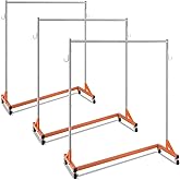 VEVOR Z Rack, Industrial Grade Z Base Garment Rack, Rolling Sturdy Steel Z Base Clothing Rack with Lockable Casters, for Home Clothing Store Display Orange (3 Sets)