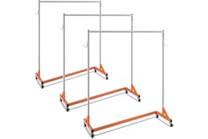 VEVOR Z Rack, Industrial Grade Z Base Garment Rack, Rolling Sturdy Steel Z Base Clothing Rack with Lockable Casters, for Home Clothing Store Display Orange (3 Sets)