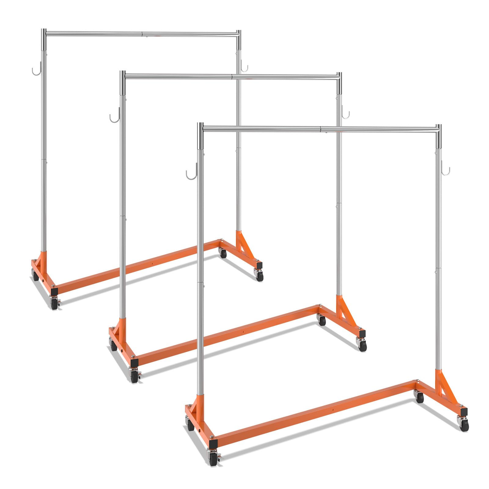 Photo 1 of ***PARTS ONLY ****VEVOR Z Rack, Industrial Grade Z Base Garment Rack, Rolling Sturdy Steel Z Base Clothing Rack with Lockable Casters, for Home Clothing Store Display Orange (3 Sets)