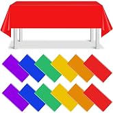 12Pack Rainbow Rectangle Plastic Tablecloth, 54 x 108 Inch Table Cover | Colorful Disposable Table Cloths for Birthday, Wedding, Fiesta, Baby Shower, Picnic and Party Decoration