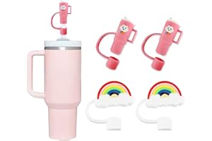 SEEZIZI Straw Covers Cap Toppers Compatible with Stanley 30&40 oz Tumbler Cups,Reusable Cute Silicone Straw Tips Lids Protectors for 0.4 in/10mm Stanley Cups Straws Accessories（4Pcs）