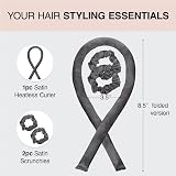 Kitsch Heatless Curling Set Satin Overnight Curlers 34" Blowout Rod Charcoal view 2
