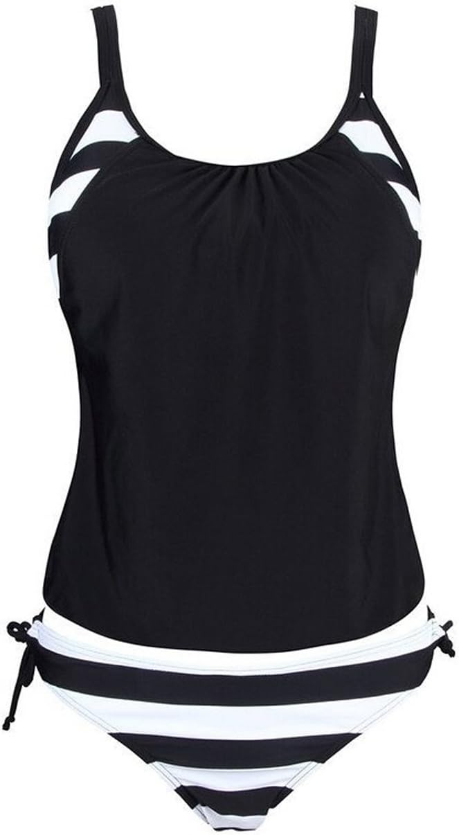 Eternatastic Women's Stripes Lined Up Double Up Tankini Swimwear Swimsuit