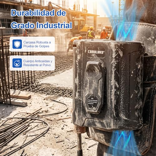 CAMULAND Ventilador de Cintura Recargable 16000mAh, 5 Velocidades con Clip para Cinturón, Linterna LED y Banco de Energía, Multifunción para Construcción, Camping, Jardinería y Exteriores, 9*6*9,5 cm | Clip Cinturón, Linterna LED, Banco de Energía 16000mAh, Portátil Obra, Camping, Jardín, Exterior, 9x6x9.5cm, Manos Libres
