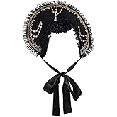 COSDREAMER Girls Women Tea Party Sun Hat Victorian Lace Flowers Bonnet Hat Folded Hat