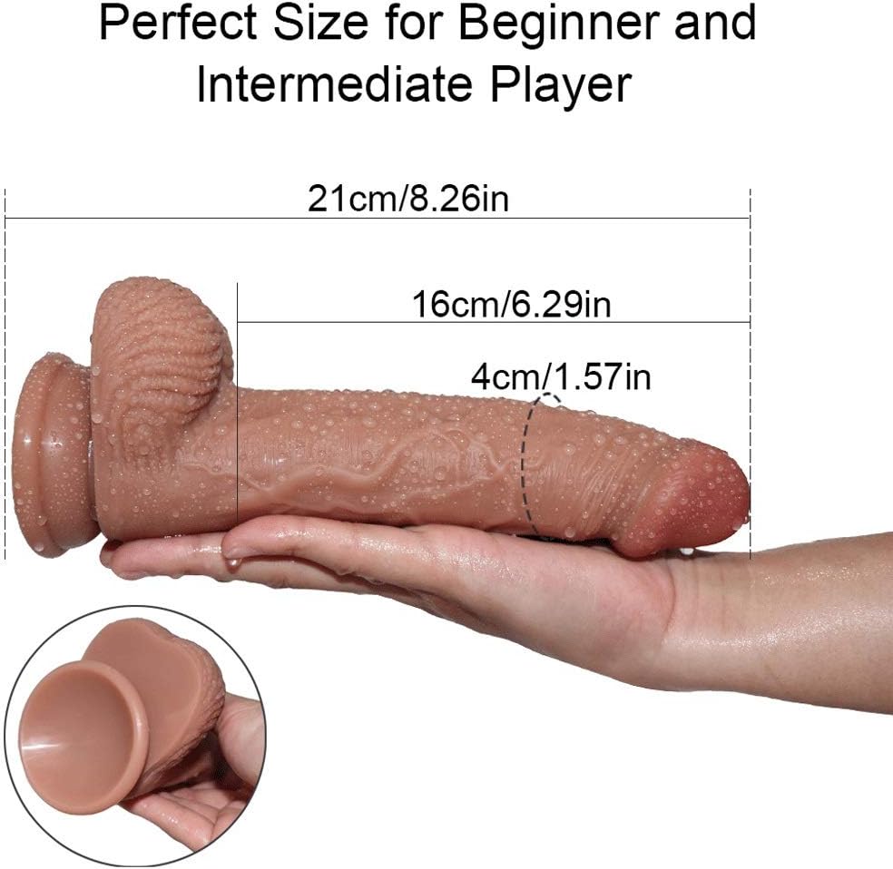 SXZHSMY001 Silent And Waterproof 8-inch Double-layer Liquid Silica Gel Simulation Penǐs For Female Visual Impact (Color : Coffee)