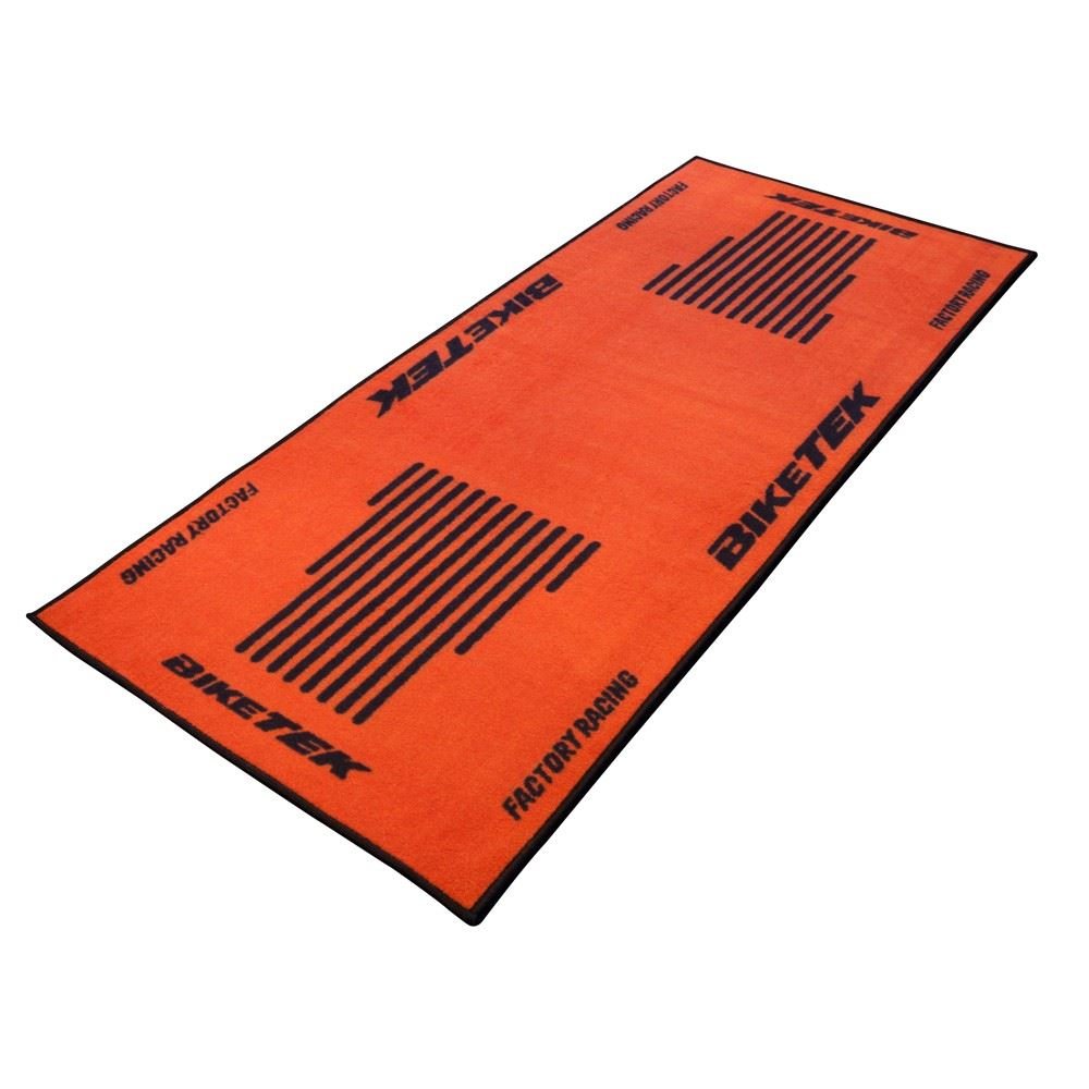BikeTek Motorcycle Race Garage Mat Orange/Black