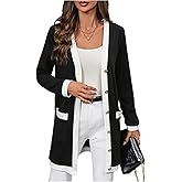 SOLY HUX Women's Color Block Cardigan V Neck Button Down Long Sleeve Jacket Outerwear with Pockets