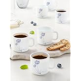 Larah by Borosil Tulip Opalware Cup Set, 6 Pieces, White