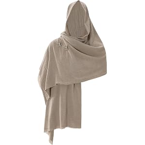 Berenlu Post Apocalyptic Shawl Fabric Piece, Medieval Hooded Cowl for Renaissance Men, DIY Cosplay Costume Accessory