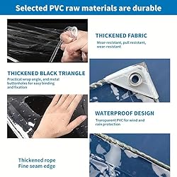 ACFBGFV 8x10FT Clear Waterproof Tarp, PVC 14 Mil