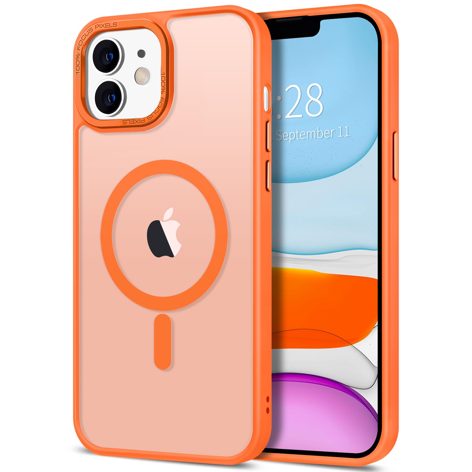 Photo 1 of **EXACT SIZING UNKNOWN** Hython Case for iPhone 11 Case Magnetic Translucent Matte Phone Cases 6.1" [Compatible with MagSafe] Thin Slim Fit Shockproof Bumper Hard Protective Cover for Women Men Girls, Frosted Orange