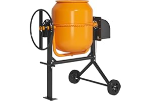 TABU 4.5 Cu.Ft. Electric Cement Mixer, 1/2HP Portable Concrete Mixer, Mortar Mixing for Seeds/Stucco, Freestanding Cement Mix
