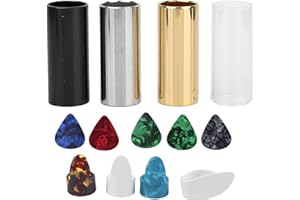 4 Guitar Slides Bar and 4 Fingers Picks Set for Guitar Beginner