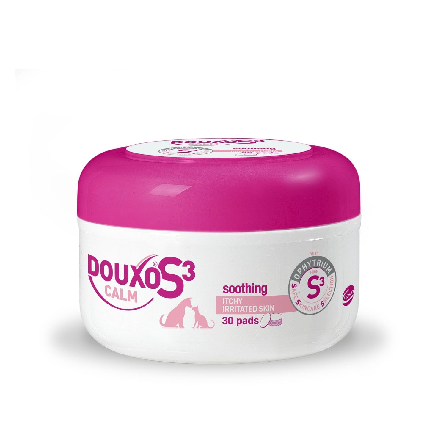DOUXO S3 CALM Pads, Dog Itchy Skin Relief, Dry Skin Dog Solution, Pet Wipes for Cats, For Irritated Sensitive Skin, Dog Feet Wipes, Hypoallergenic Dog & Cat Wipes, Soothes & Hydrates, 30 Pads