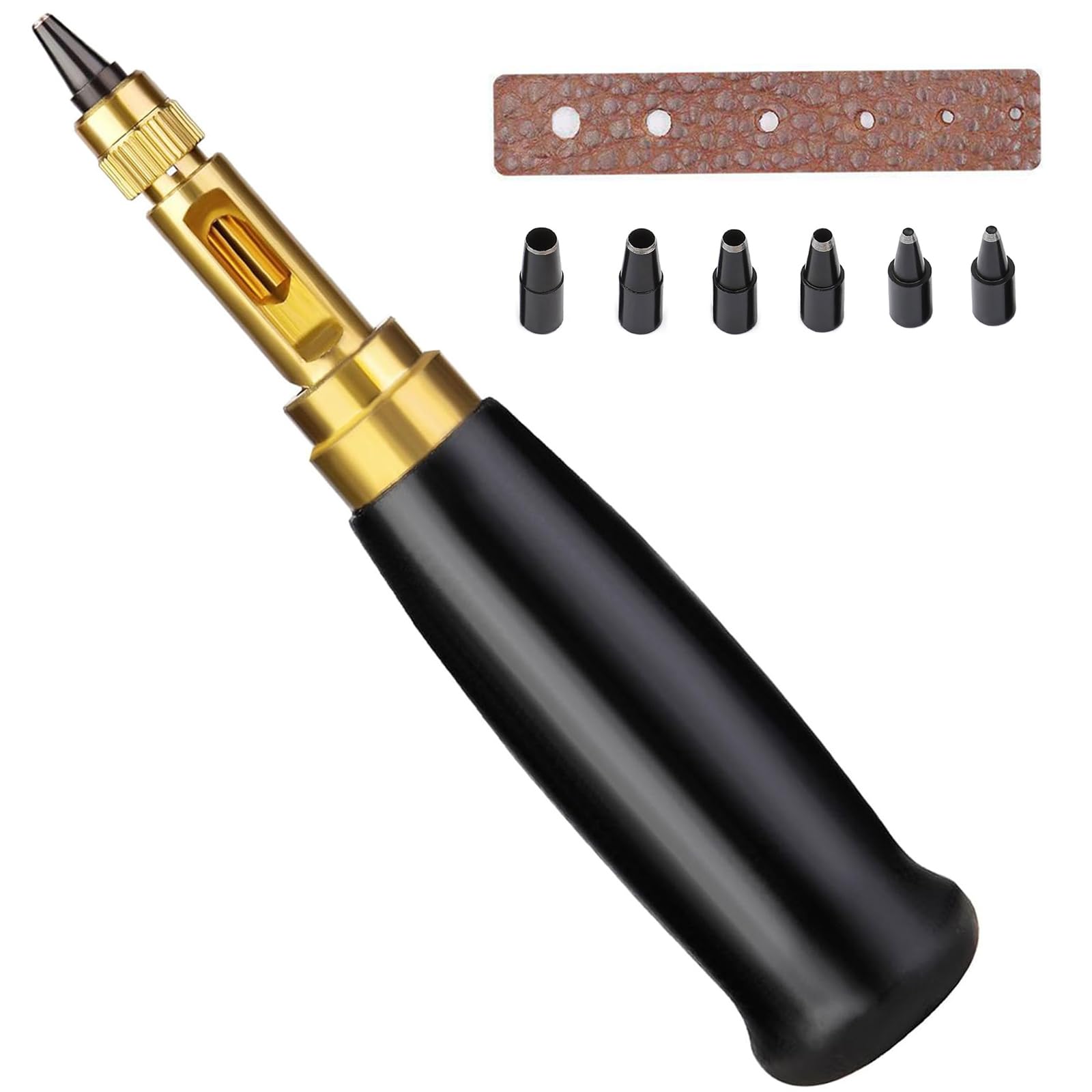 Japanese Screw Punch, Adjustable Screw Leather Hole Punch, Belt Hole Punch Tool, Belt Hole Puncher for Leather with 6 Punches for DIY Sewing Punching