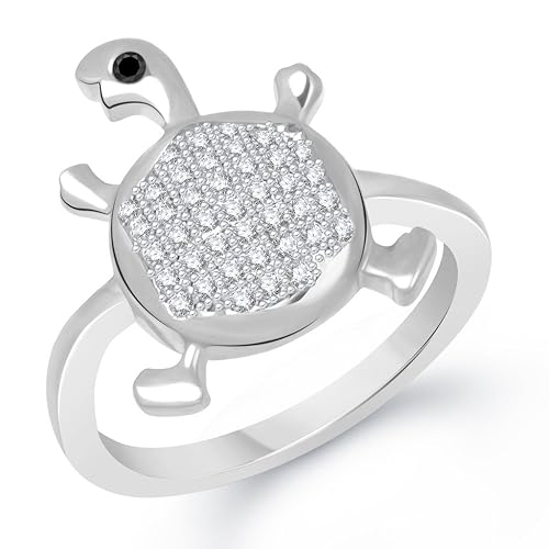 VK Jewels Shapely Tortoise Rhodium Plated Ring- FR1412R Size 16 [VKFR1412R16]