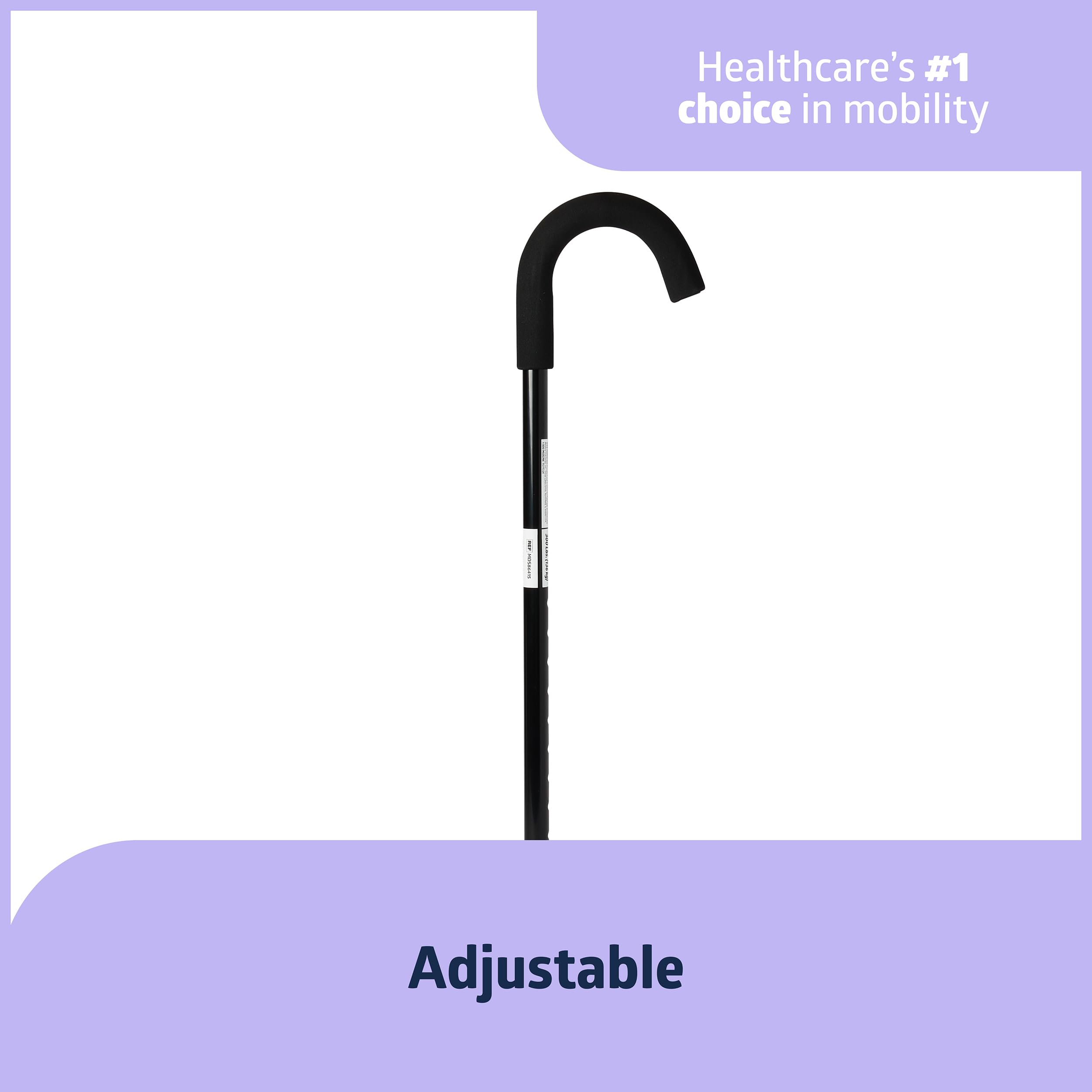 Medline Aluminum Cane Walking Aid is Portable & Lightweight, Helps Seniors & Adults with Balance, Knee Injuries, Leg Surgery Recovery & Mobility