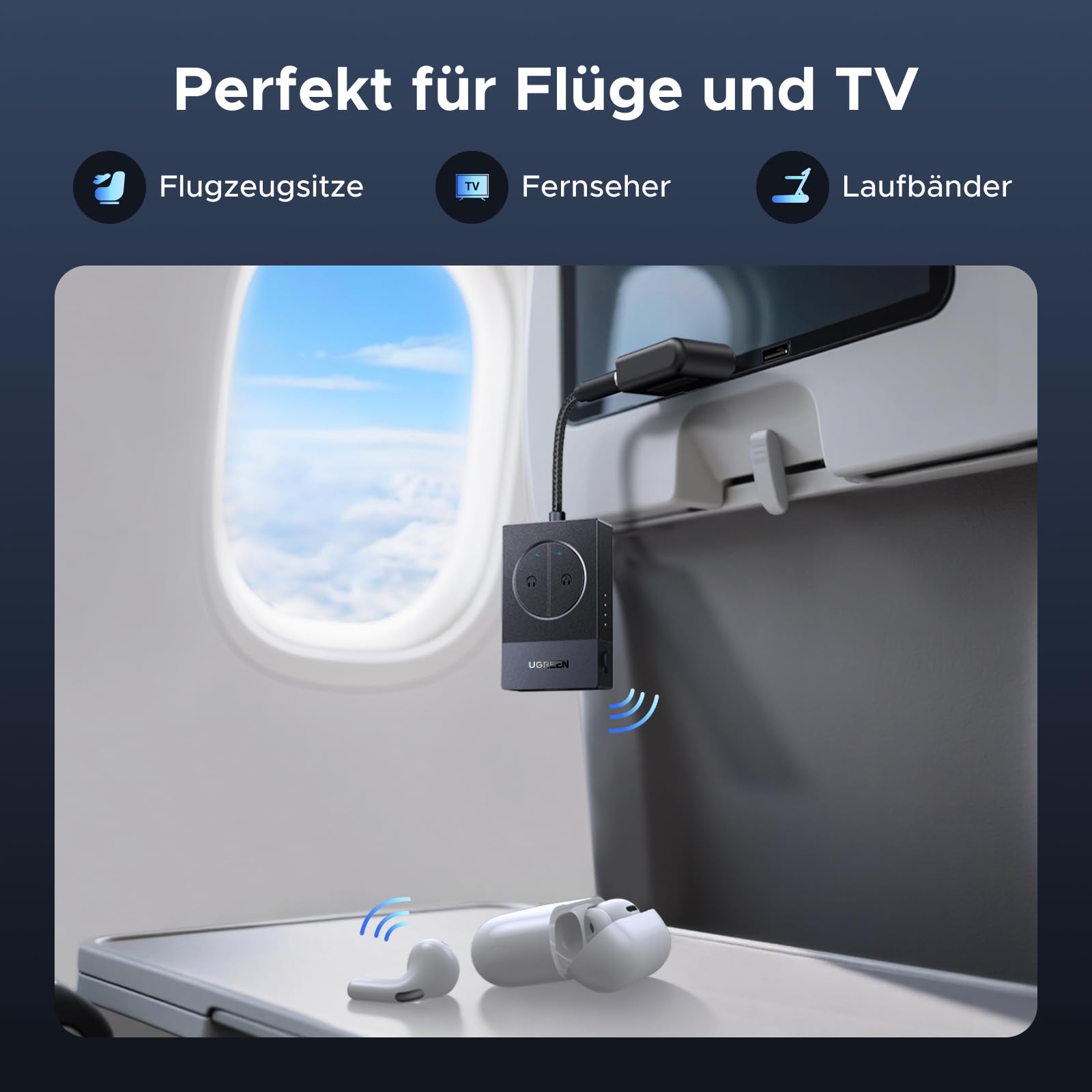 UGREEN Bluetooth Adapter Flugzeug 5.4 Transmitter Sender Klinke für Airfly 2