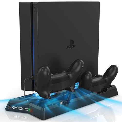 Controller Charger Station for PS4/PS4 Slim, Vertical Stand with