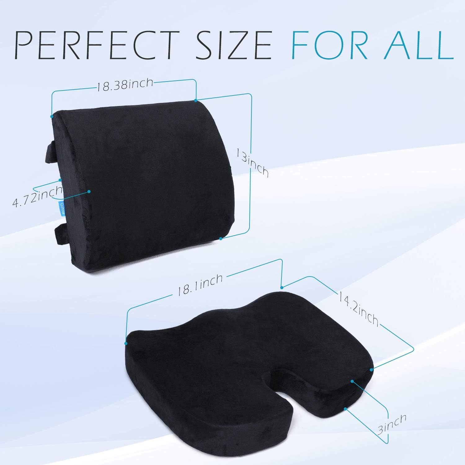Coccyx Orthopedic Seat Cushion and Lumbar Support Pillow for Office Chair Memory Foam Car Seat Cushion with Washable Cover Ergonomic Desk Chair Cushion for Tailbone, Lower Back Pain, Sciatica Relief: Kitchen & Dining