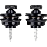 Banworks Quick-Release Locking Strap Buttons Flat Head Security Straplocks | for Acoustic/Electric Guitars Bass Strat Tele Les Paul Pack of 2 JT/DSBDK-02 Black