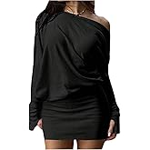 Floerns Women's Off The Shoulder Fall Dress Long Sleeve Going Out Bodycon Mini Dresses