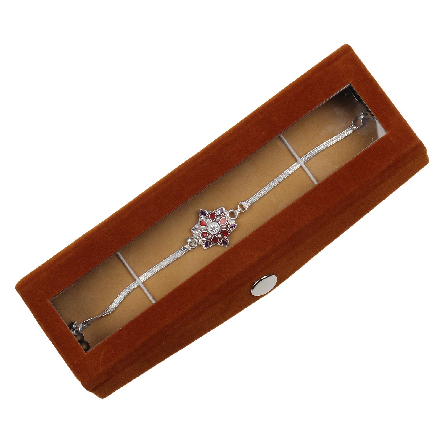 jewel fuel silver bracelet rakhi with velvet gift box (916)