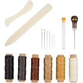 Set of 16 Bookbinding Tools, findTop Bone Folder Creaser Waxed Linen Thread Wood Handle Awl Large-Eye Needles for Handmade DIY Bookbinding Crafts and Sewing Supplies
