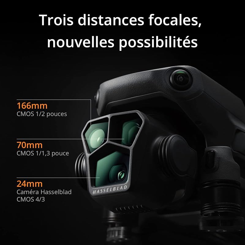 Mavic 3 Pro Cine avec DJI RC Pro (écran haute luminosité), Drone phare à trois caméras, Compatibilité Apple ProRes avec 1 To de stockage. Trois Batteries de Vol Intelligentes