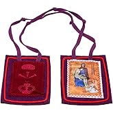 The Original Purple Scapular of Marie-Julie Jahenny | Made of Wool | Full Color Artwork | Wear or Display in Home | Scapular of Benediction and Protection
