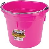 Little Giant Plastic Animal Feed Bucket (Hot Pink) Flat Back Plastic Feed Bucket with Metal Handle (20 Quarts / 5 Gallons) (Item No. P20FBHOTPINK6)