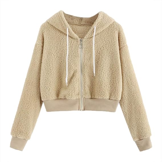 Fluffy cropped zip up hoodie Clearance