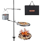 VEVOR Swivel Campfire Grill, Heavy Duty Steel Grate Over Fire Pit, 360° Adjustable Outdoor Cooking Equipment, Portable Camp R