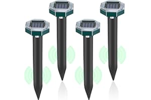 JIMMY'S GARDEN Mole Repellent Solar Powered - Ultrasonic Mole Repeller Deterrent Stakes, Sonic Spikes Snake Groundhog Vole Gopher Repellent for Lawns Garden Yard (4)
