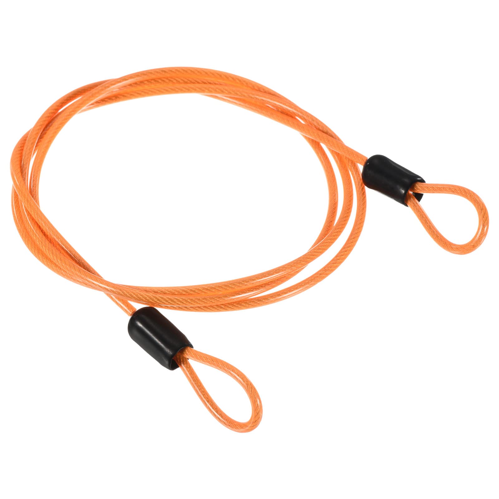 PATIKIL Security Steel Cable 2.5mm x 1m/3.28ft Coated Luggage Lock Wire Rope with Double Loop Orange