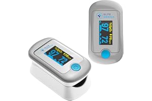 Elite Medica Premium Fingertip Pulse Oximeter, Health Canada Authorized Medical Device, Digital SpO2 Blood Oxygen Saturation 