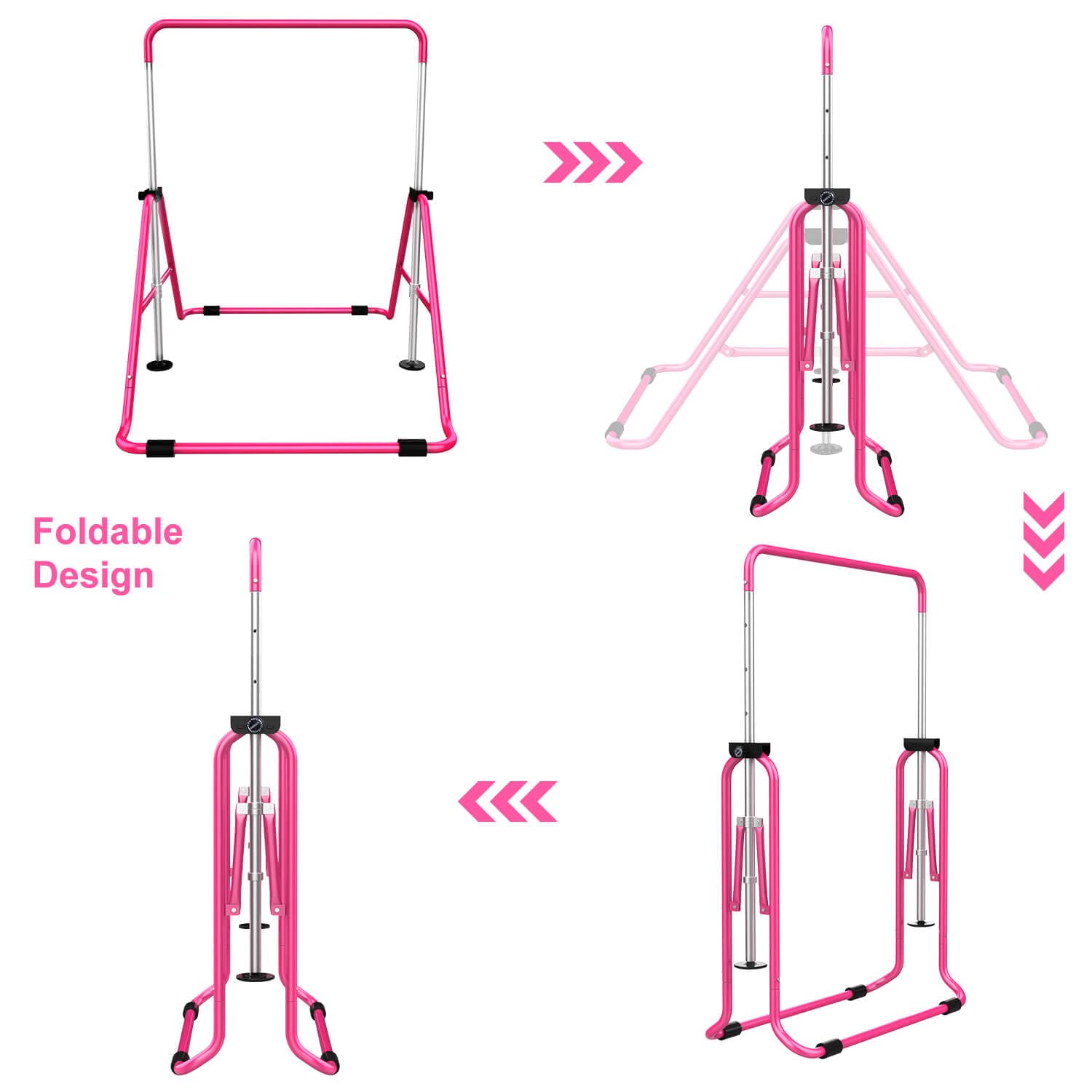 Tepemccu Expandable Gymnastics Bars, Adjustable Height Gymnastic Horizontal Bars, Children Folding Training Bar for Kids