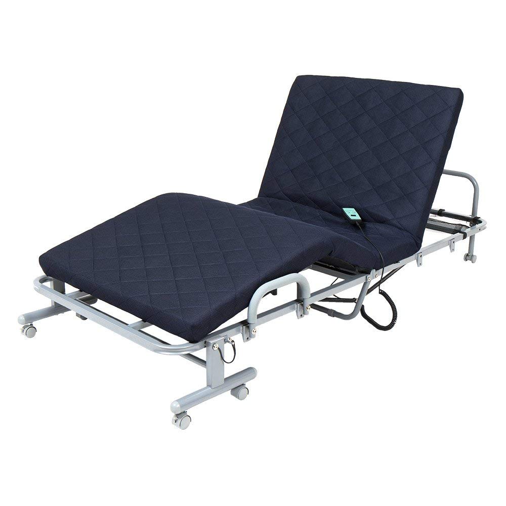 ビータ(Vita) 電動折りたたみメッシュキルトベッド ネイビー 幅91×奥行201×高さ42(床面32)cm シングル 電動折りたたみ 来客用 介護用 移動 折りたたみ商品画像