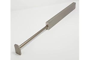 KITCHEN INVENTIONS Designer Wardrobe Reversible Closet Valet Rod 11.75" or 13.75" Length with 8.5" Retractable Pullout Extension and Installation Hardware (Matte Nickel, 13.75 Inch Long)