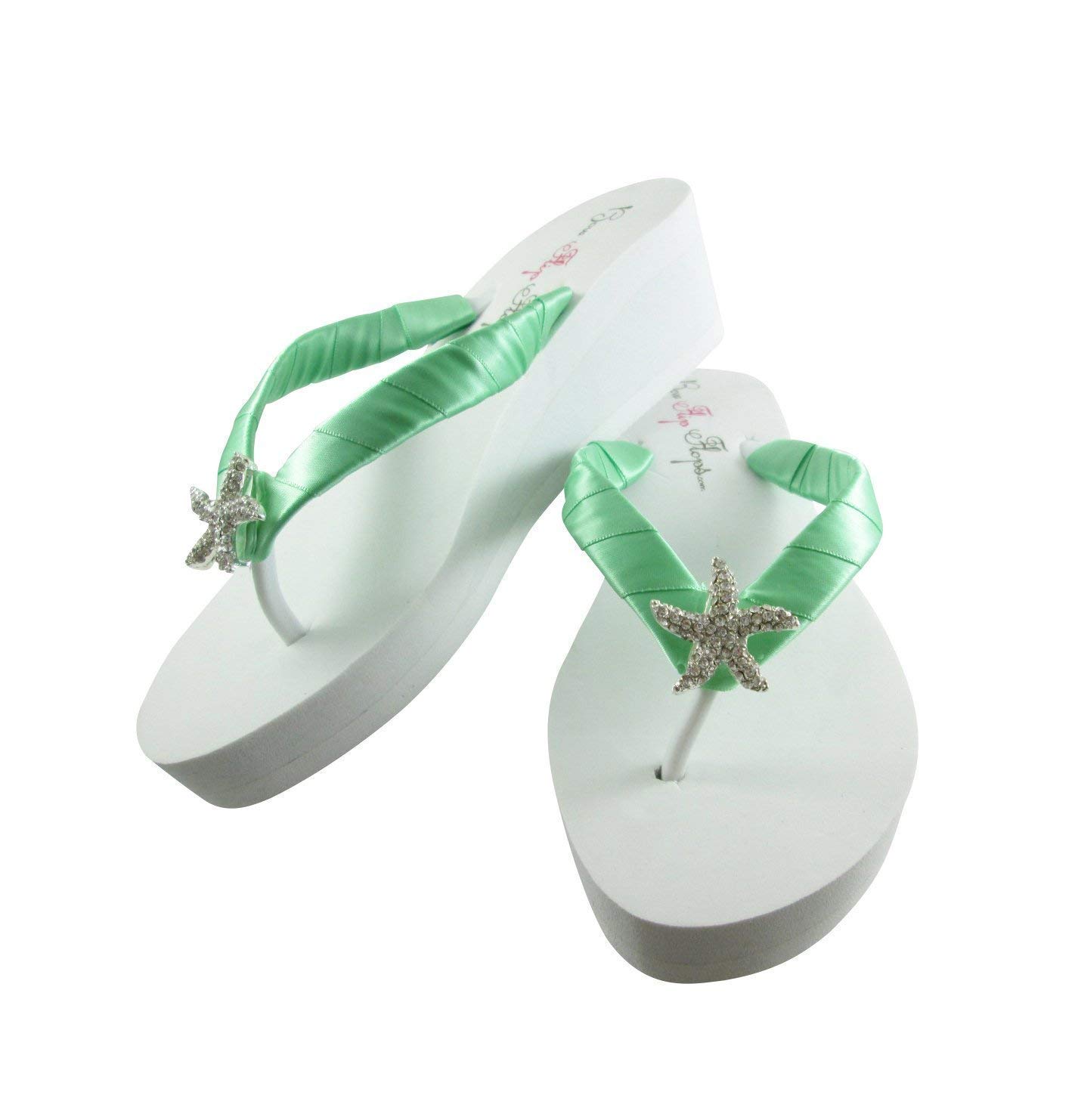 mint green flip flops